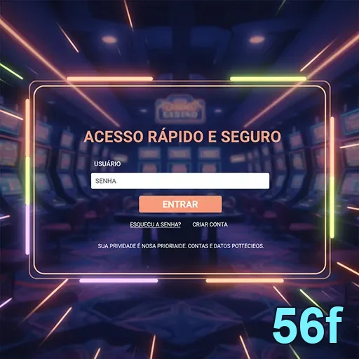 Tela de login do aplicativo 56f com foco em segurança.