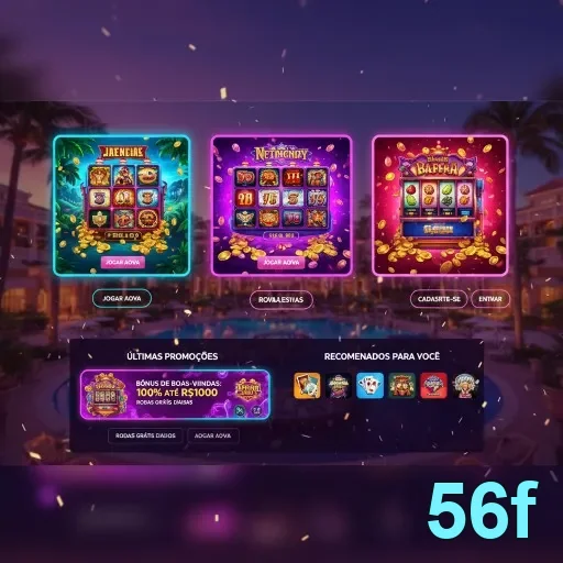 Tela do aplicativo 56f mostrando jogos de cassino disponíveis.