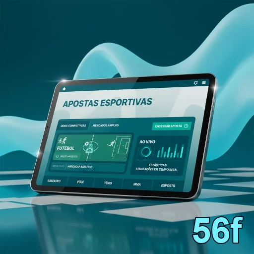 Tela de tablet mostrando apostas esportivas na 56f.