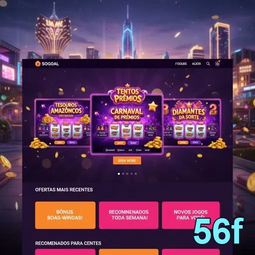 Celular mostrando promoções VIP da 56f para jogadores.