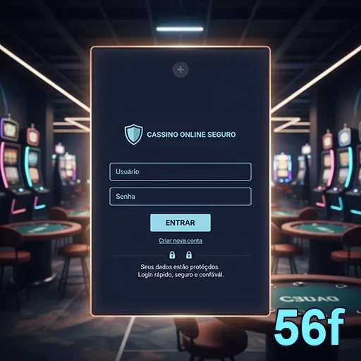 Tela de login do 56f com foco na segurança da conta.