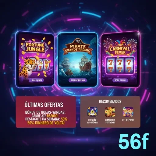 Interface da 56f mostrando opções de jogos e promoções.