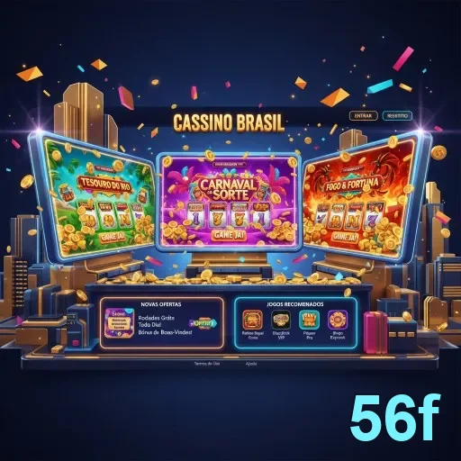 Interface de jogos de slot da 56f com temas variados.