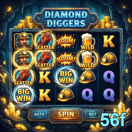 Jogo Diamond Diggers em 56f com símbolos de vitória.