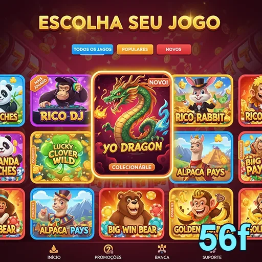 Interface de seleção de jogos no 56f, destacando opções VIP.