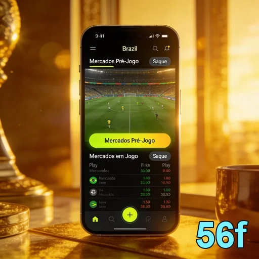 Tela do celular exibindo jogos ao vivo da 56f.