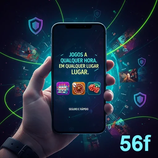 Celular da 56f mostrando jogos com opção de jogo responsável.
