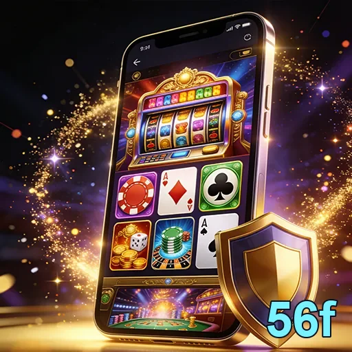 Tela de celular mostrando jogos de slots na 56f.
