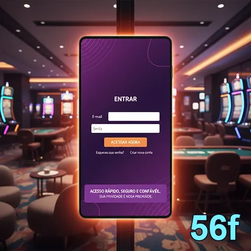 Tela de login do 56f, com foco em jogos de slots.
