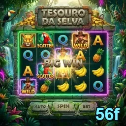 Imagem de slot 'Tesouro da Selva' em 56f com ganhos.