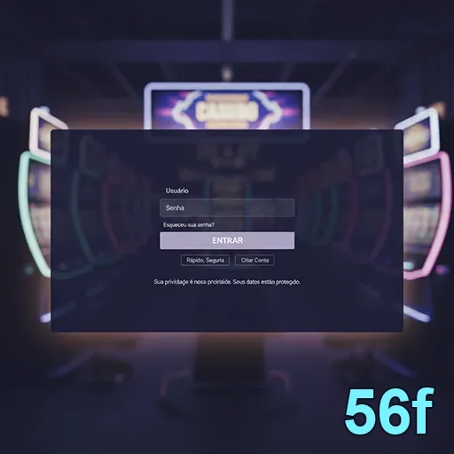 Tela de login do site 56f em ambiente de cassino.